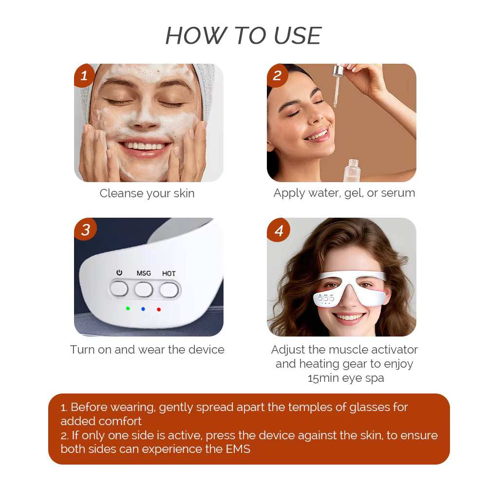 3D Wireless Eye Massager – Red Light Therapy for Dark Circles & Eye Fatigue Relief