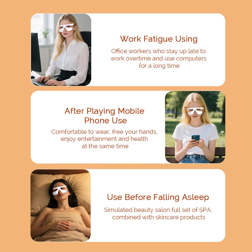 3D Wireless Eye Massager – Red Light Therapy for Dark Circles & Eye Fatigue Relief