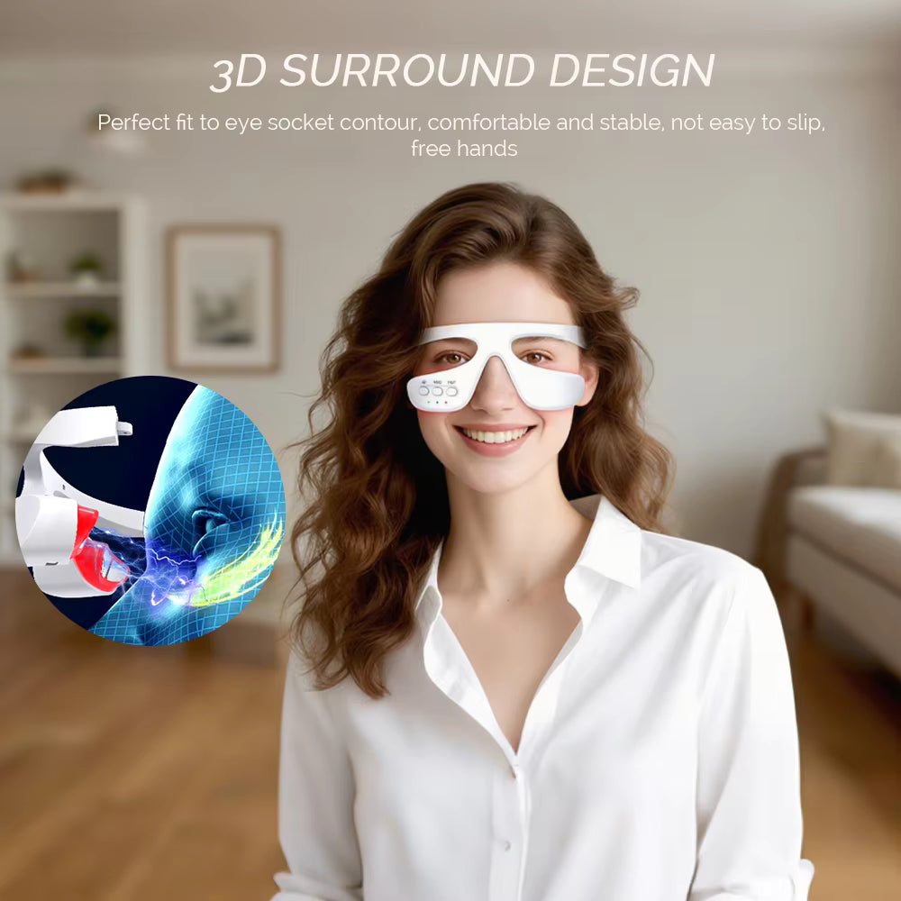 3D Wireless Eye Massager – Red Light Therapy for Dark Circles & Eye Fatigue Relief